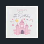 Girls Cute Pink Princess Palace Kids 6th Birthday Napkin<br><div class="desc">This cute girls Birthday napkin design features a pink palace with stars and hearts, and a princess crown. The napkin provides areas for you to add a name and age in an elegant script. Perfect for any whimsical princess lover's birthday, great for a 6th birthday, but fully customisable to cater...</div>