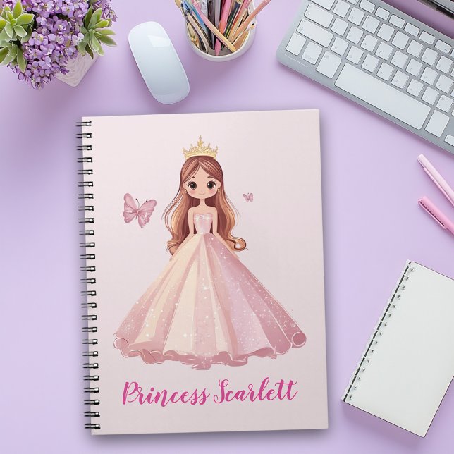 Girls Cute Pink Princess Personalised Notebook (Creator Uploaded)