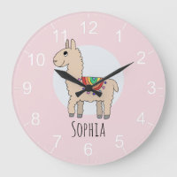 Girls Cute Pink Rainbow Llama and Name Kids