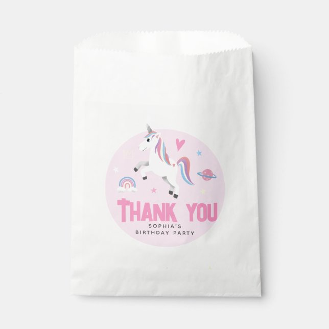 Girls Cute Pink RainbowUnicorn  Favour Bags (Front)