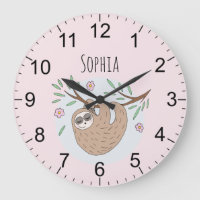 Girls Cute Pink Sleeping Sloth and Name Kids