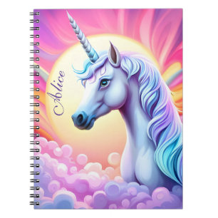 Girls Cute Pink Unicorn and Name, Notebook