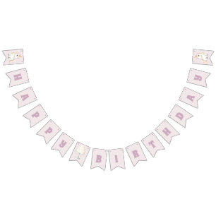 Girls Cute Pink Unicorn Birthday Bunting