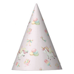 Girls Cute Pink Unicorn Birthday Party Hat