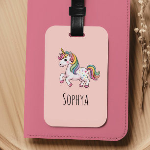 Girls Cute Pink Unicorn Kids Luggage Tag