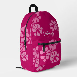 girls cute pretty pink floral back to school printed backpack
