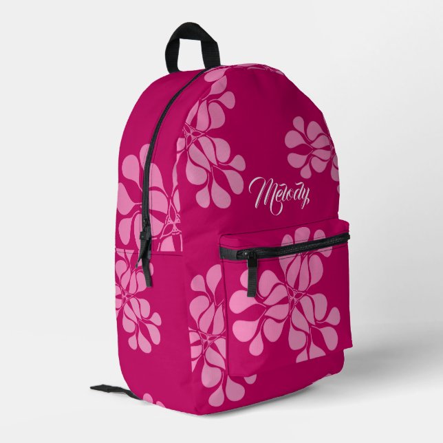 girls cute pretty pink floral back to school printed backpack (Back Corner Left)