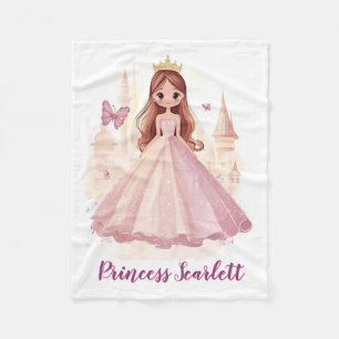 Girls Cute Princess Sparkle Personalised Pink Fleece Blanket