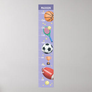 Girls Cute Purple Metric Sports Growth Chart