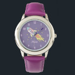 Girls Cute Purple Rocket Ship Space and Name Kids Watch<br><div class="desc">This cute and girly kids watch features a beautiful and colourful hand drawn rocket ship in outer space, with a purple background. The design also features a place for you to add your girl's name. Perfect for any toddler or child!</div>
