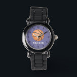 Girls Cute Purple Sports Basketball Kids Watch<br><div class="desc">This cute and modern kids watch features a basketball,  with a purple background. The sporty watch can be personalised with your girls name,  and clear numbers,  the perfect fun gift for any sports lover.</div>