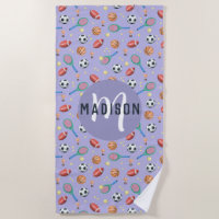 Girls Cute Purple Sports Monogram Kids