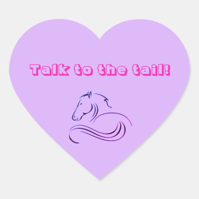 Girls Cute Purple Talk to the Tail Horse / Pony Heart Sticker (Front)