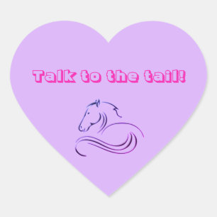 Girls Cute Purple Talk to the Tail Horse / Pony Heart Sticker