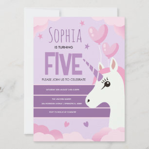 Girls Cute Purple Unicorn Kids Birthday