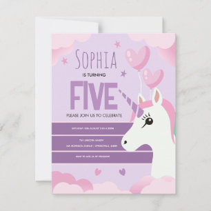 Girls Cute Purple Unicorn Kids Birthday
