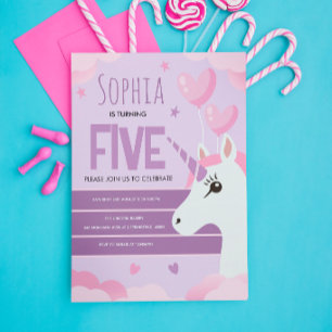 Girls Cute Purple Unicorn Kids Birthday