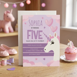Girls Cute Purple Unicorn Kids Birthday Postcard