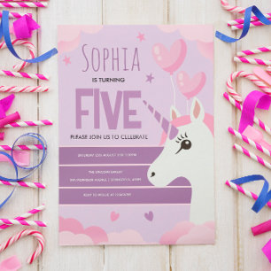 Girls Cute Purple Unicorn Kids Birthday Postcard