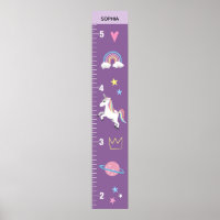 Girls Cute Purple Unicorn Kids Growth Chart