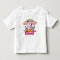 Girls Cute Purple Unicorn Rainbow Custom Name