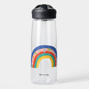 Girls Cute Rainbow book Back To School DIY Name   Water Bottle