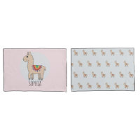 Girls Cute Rainbow Llama Cartoon and Name Kids