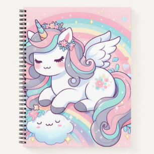 Girls Cute Rainbow Unicorn Notebook