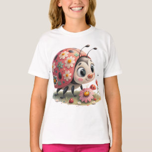 Girls Cute Red Ladybug Graphic T-Shirt - Sweet Nat