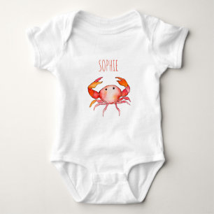Girls Cute Simple Ocean Baby Crab  Bodysuit