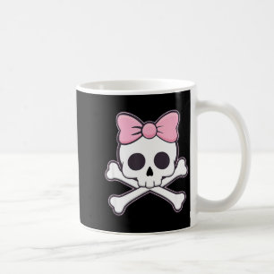 Girls Cute Skull With Pink Bow Kawaii Goth Skull H Coffee Mug