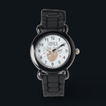Girls Cute Sleeping Sloth Animal and Name Kids Watch<br><div class="desc">This gorgeous and girly kids watch features a beautiful,  sleeping sloth cartoon with flowers and leaves and easy to read numbers. This lovely design also features a place for you to add your girl's name. The perfect jungle themed,  wildlife design for your little one!</div>