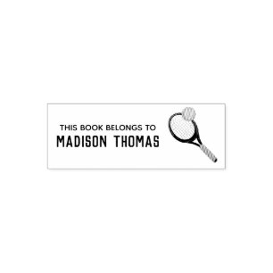 Girls Cute Sports Tennis Kids School Bookplate Self-inking Stamp