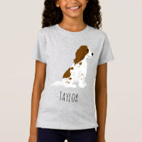 Girls Cute Springer Spaniel Dog & Name Kids