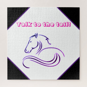 Girls Cute Talk to the Tail Horse    Jigsaw Puzzle