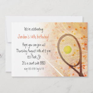 Girl's cute tennis birthday party invitation