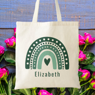 Girls Cute Trendy Modern Whimsical Rainbow Tote Bag