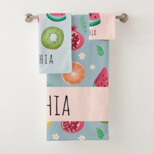Girls Cute Tropical Summer Fruit Pattern Kids Bath Towel Set