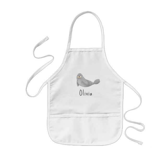 Girls Cute Under the Sea Ocean Seal Kids Apron (Front)