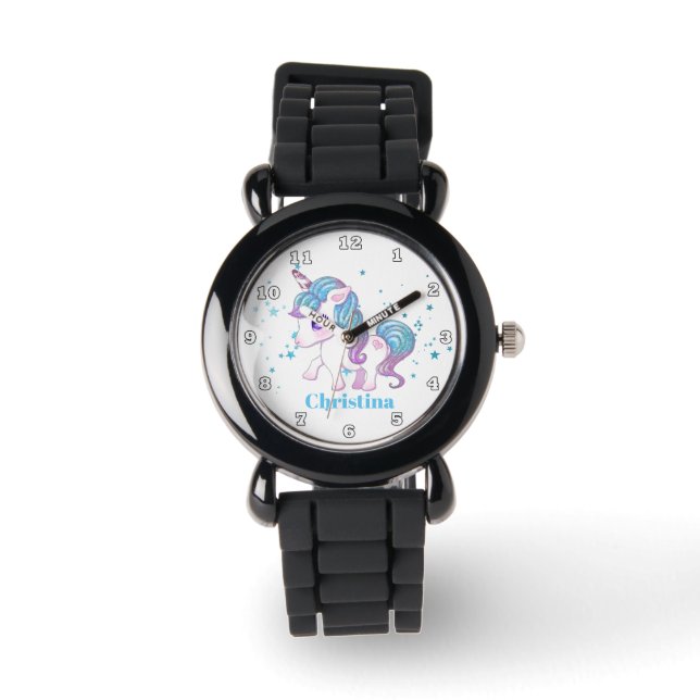 Girls cute unicorn add name watch (Front)