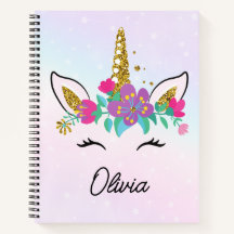 Girls Cute Unicorn And Watercolor Rainbow Custom