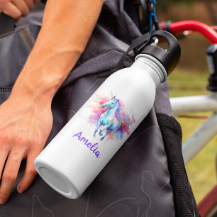 Girls Cute Unicorn Magical Rainbow Personalised 532 Ml Water Bottle