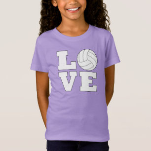 Girls' Cute Volleyball LOVE Sports Player T-Shirt