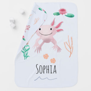 Girls Cute Whimsical River Axolotl Pattern Baby Blanket