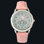 Girls Cute Whimsical Winter Polar Bear Bike Watch<br><div class="desc">This unique and cute kids watch design features a cute polar bear on a bike cartoon,  as well as space for you to add your girl's name. With a neutral green background and whimsical winter motif,  this lovely watch is a wonderful Christmas gift for a polar bear-loving kid!</div>