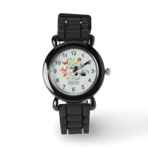 Girls Cute Woodland Forest Animals Fox & Name Kids Watch