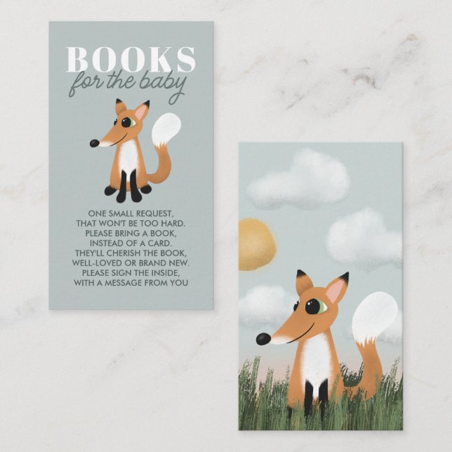 Girls Cute Woodland Fox Books For Baby Enclosure Card (Front/Back)