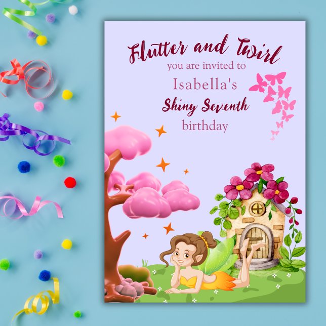 Girls Cute Yellow Fairy Fairytale home Invitation (Creator Uploaded)
