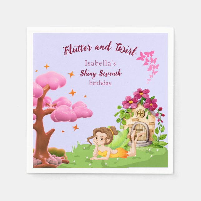 Girls Cute Yellow Fairy Fairytale home Napkin (Front)