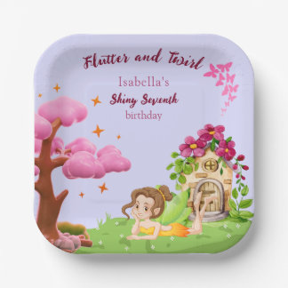 Girls Cute Yellow Fairy Fairytale home Paper Plate